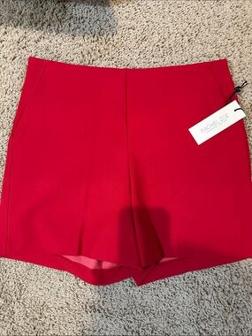 Rachel Zoe Vibrant Red High-Waist Tailored Shorts